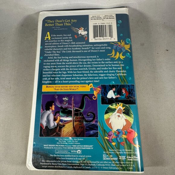 Disney The Little Mermaid Special Edition Fully Restored VHS Jodi Benson THX - Picture 2 of 3